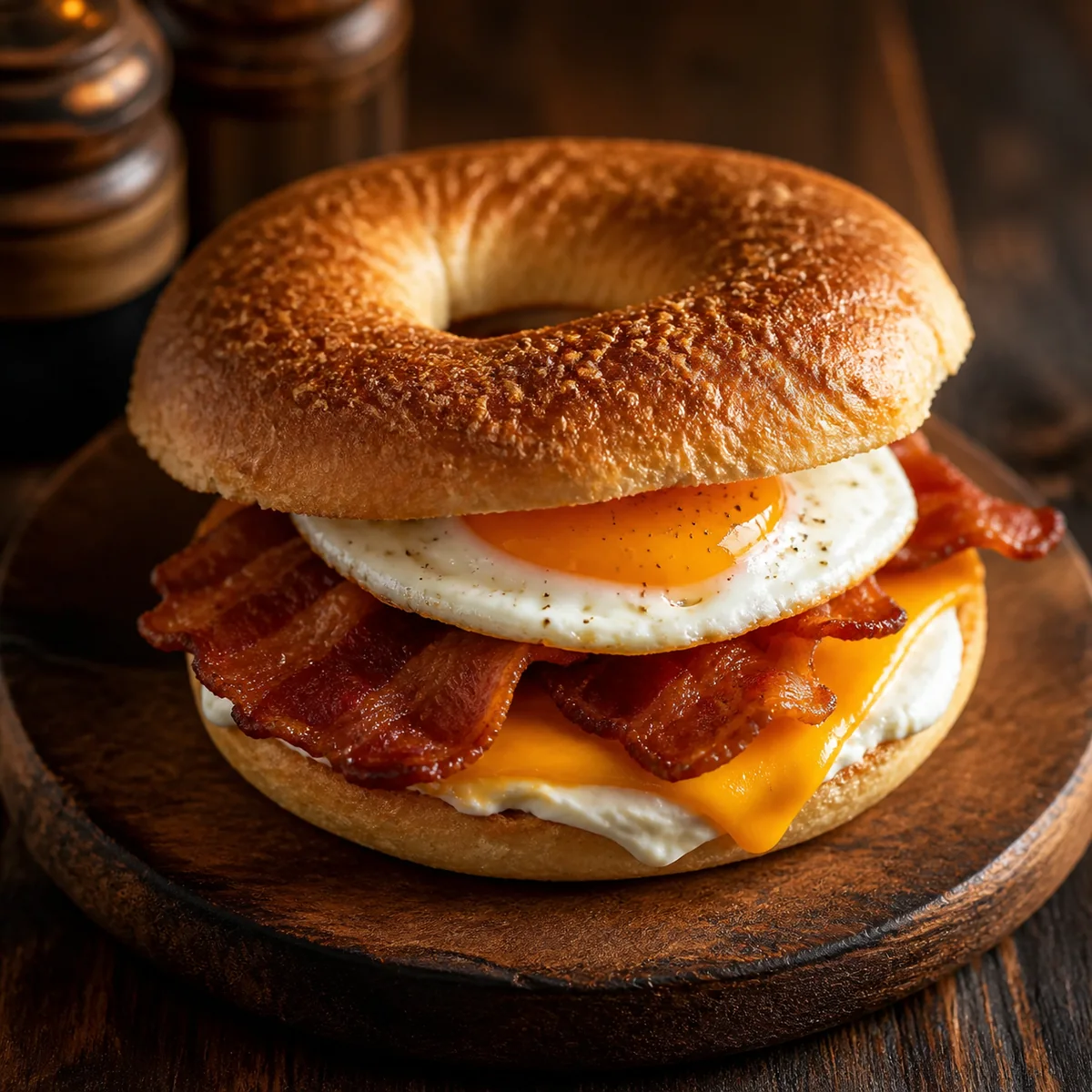 BrunchBagel med spejlæg, bacon, cheddar og flødeost hos KRAM